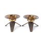 Pair of vintage candle holders, brass candle holders, candle holders, tripod legs, candelabra, floral pattern