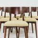Set of 6 Modern Dining Chairs, Beech Wood Bouclè Green Upholstery