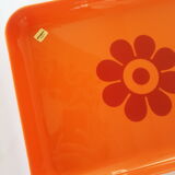 Orange plastic tray Altuglas injected flower seventies 70s vintage