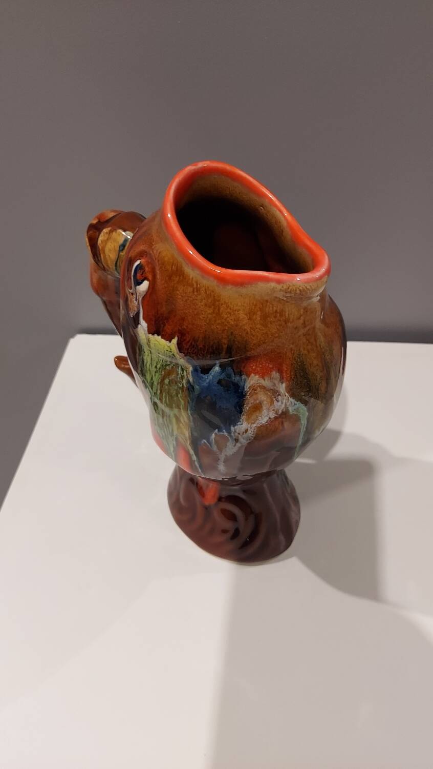 Vallauris earthenware fish pitcher vintage 1970