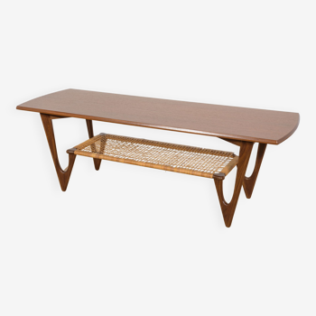 Mid-century  teak & rattan coffee table by kurt østervig for jason møbler, 1960s