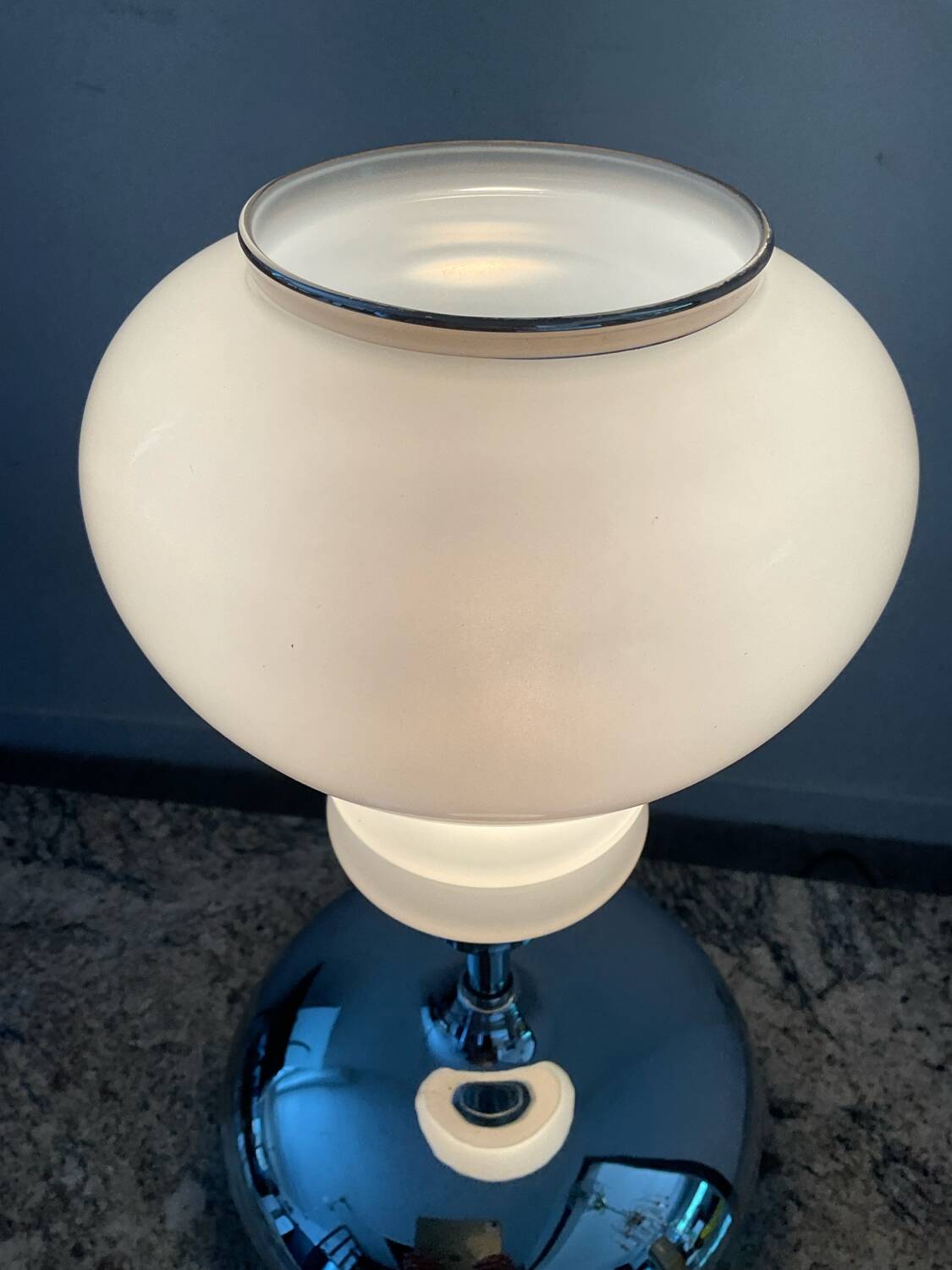 Vintage lamp in opaline and chrome metal