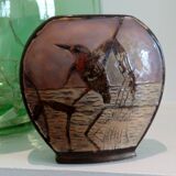 Brass vase with bird décor