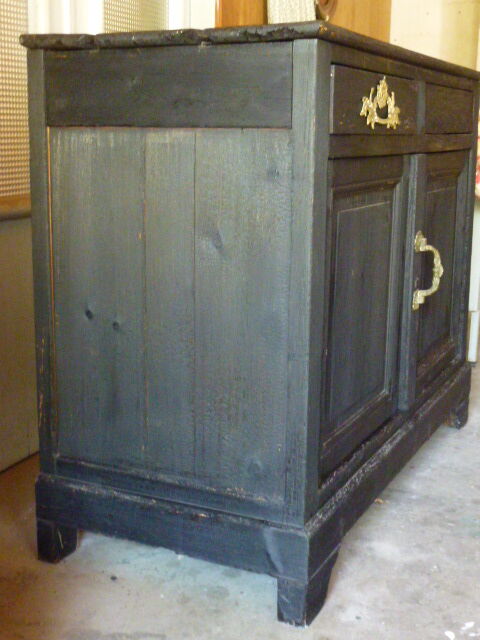 Burnt wooden buffet shou-sugi-ban