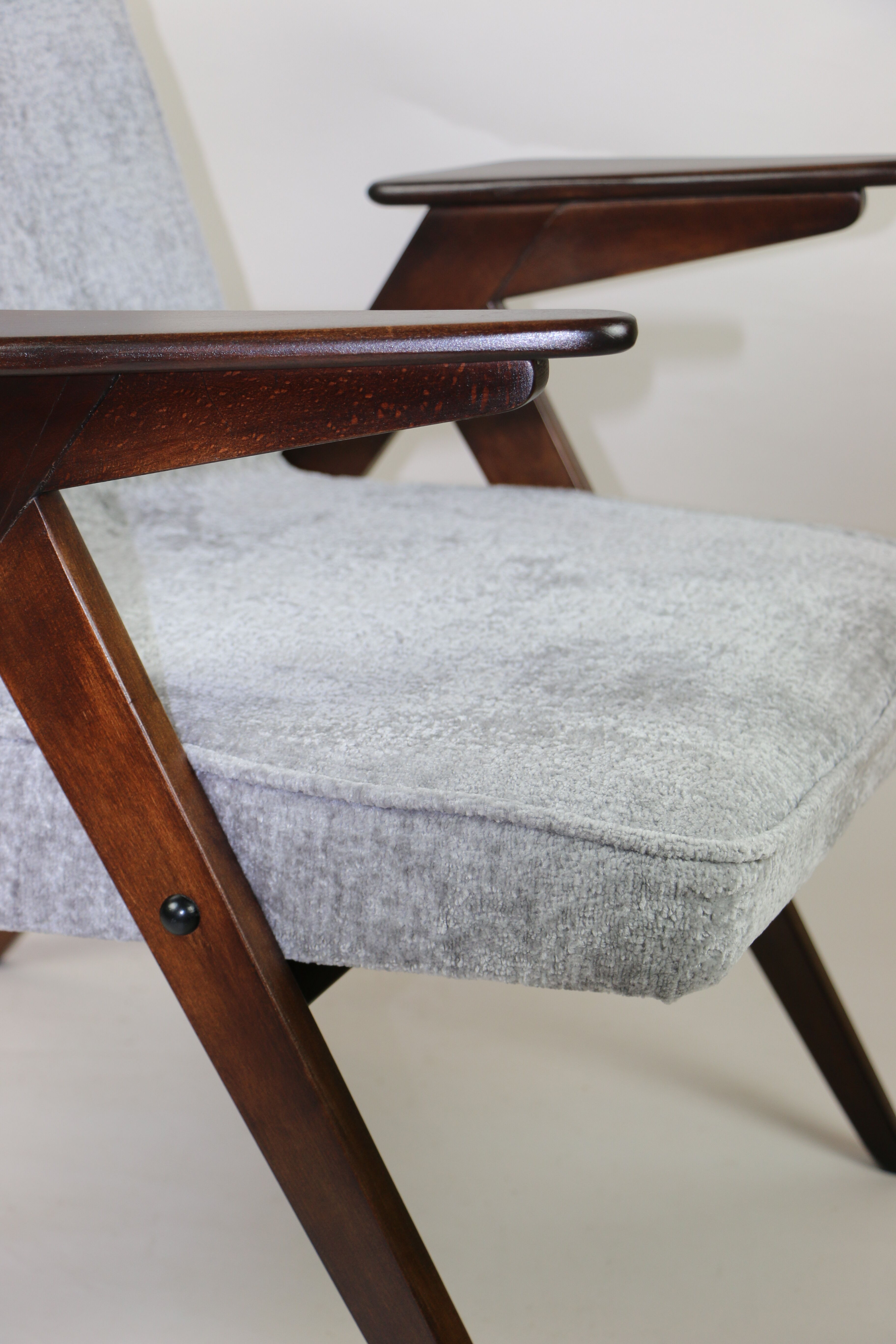 Grey Silver Bunny Armchair by Józef Chierowski, 1970s