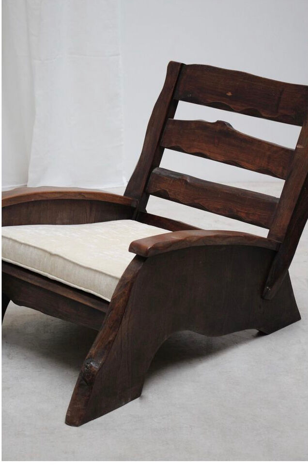 Brutalist elm armchair 1960