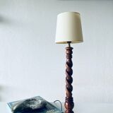 Turned wood lamp