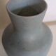 Small blue-grey glazed stoneware vase signed CB, studio work, year