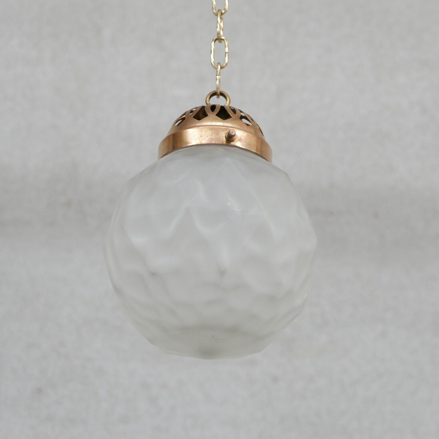 Brass and etched glass french pendant light
