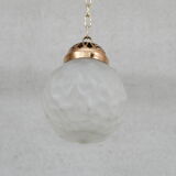 Brass and etched glass french pendant light