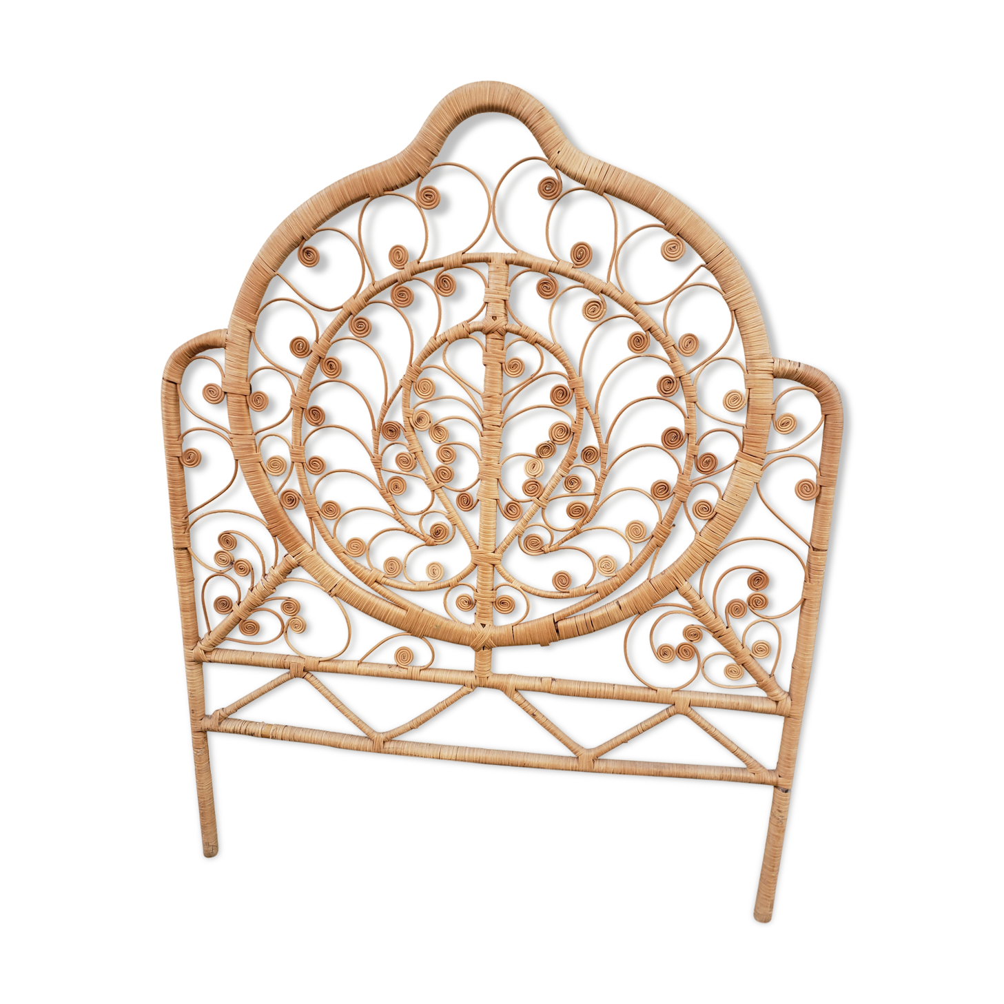 Peacock rattan headboard one person