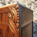 French Art Deco walnut sideboard with marble top (1920s)