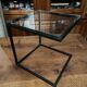 Coffee table end of sofa harness design 1970 metal and glass marked pierre chevalier