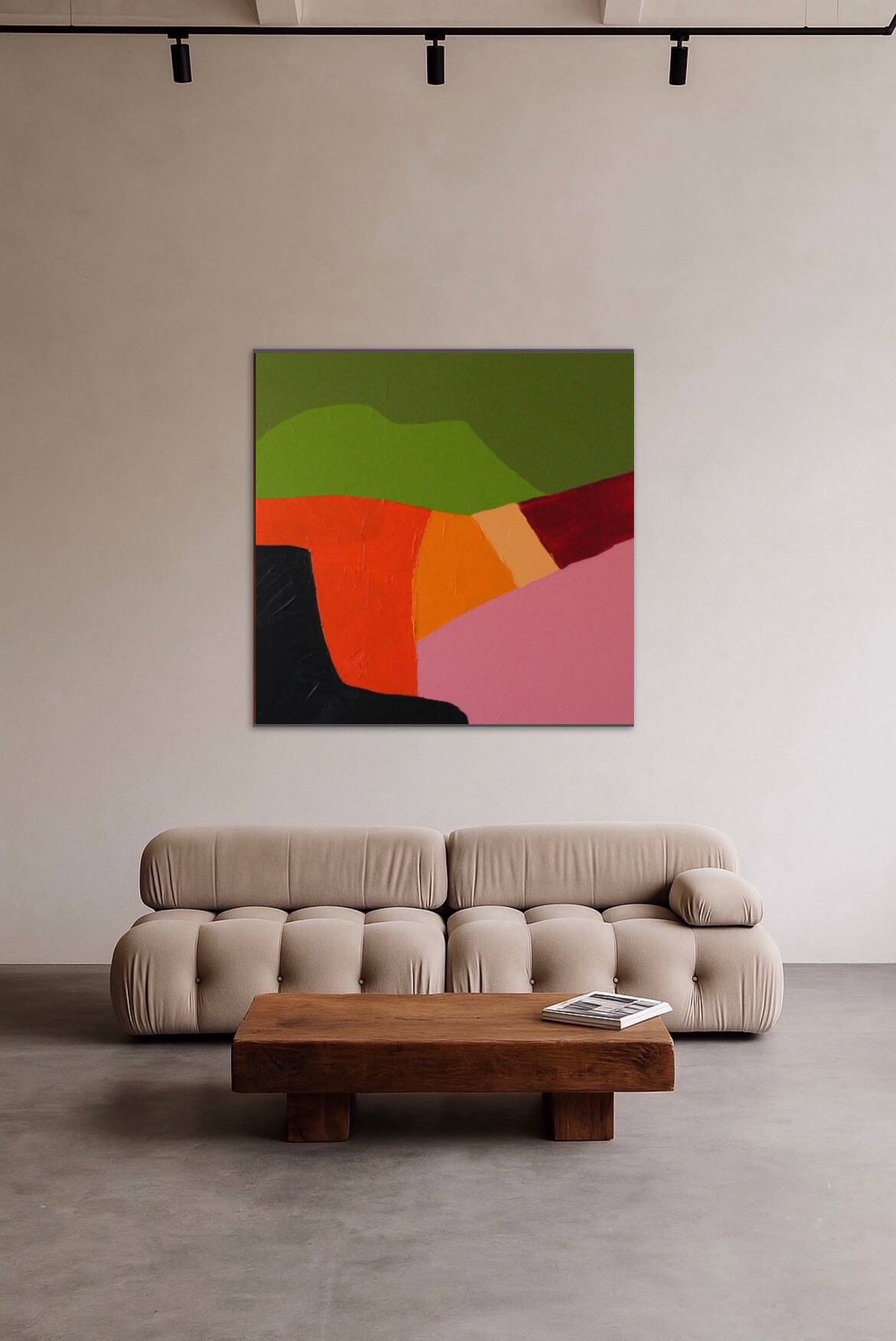 Abstract coloured landscape 80x80cm signed