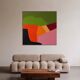 Abstract coloured landscape 80x80cm signed