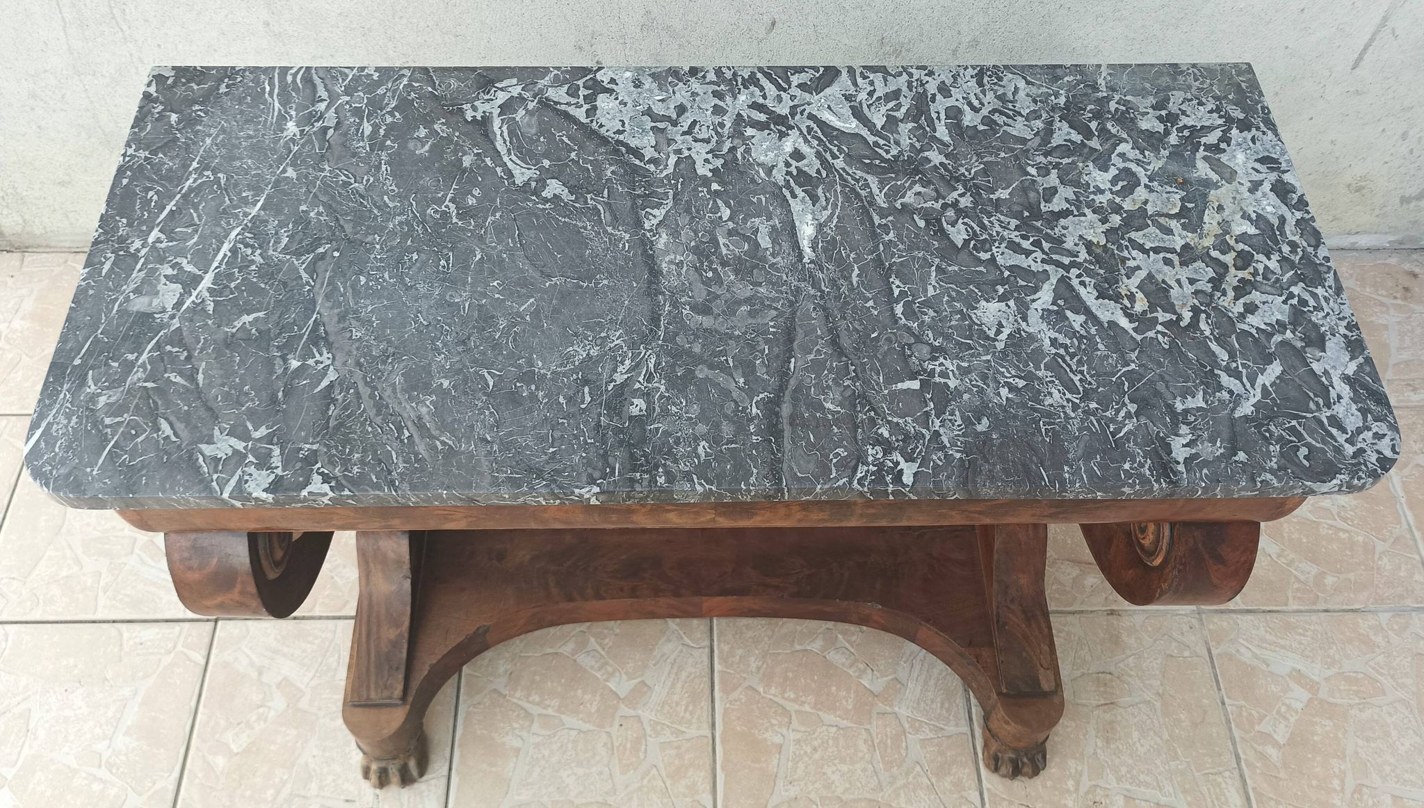 Restoration period mahogany console table