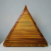 Teakwood Pyramid Table Lamp, Italy, 1970S
