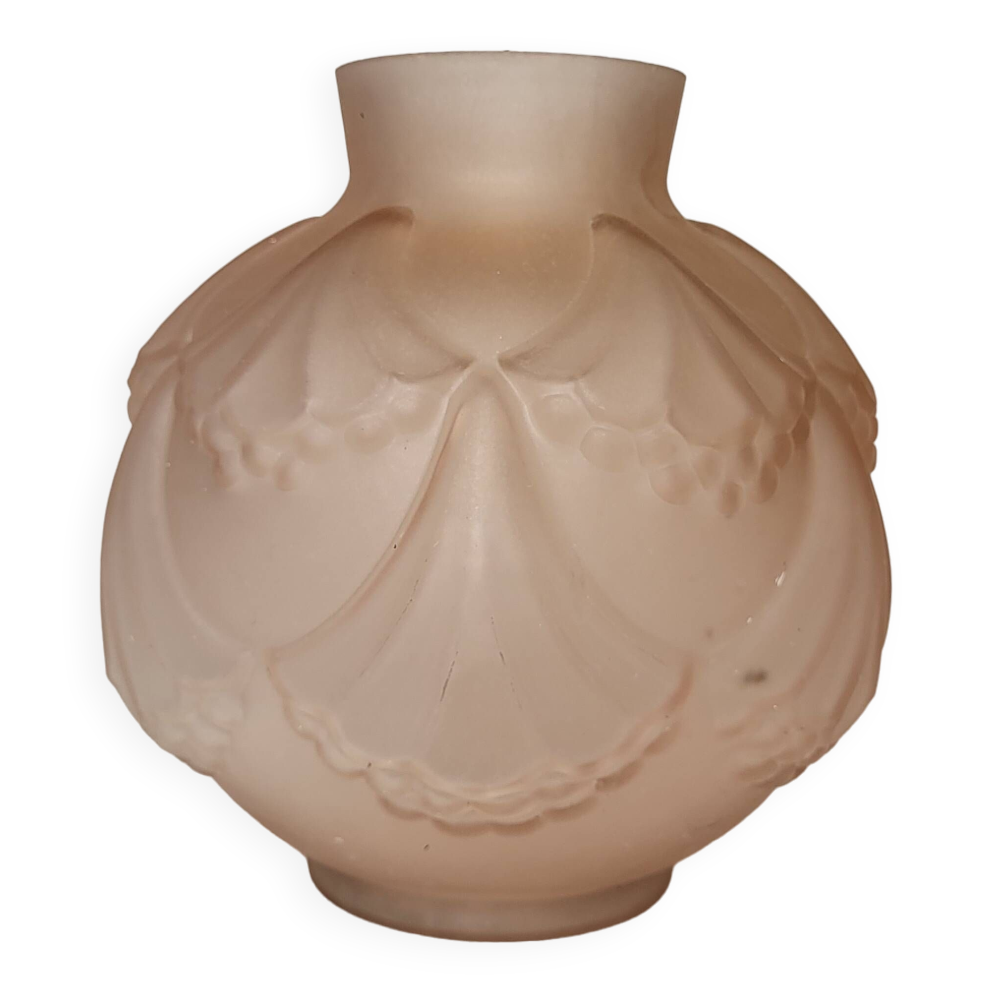 Art Deco ball vase, pink glass