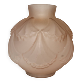 Vase boule Art déco, verre rose
