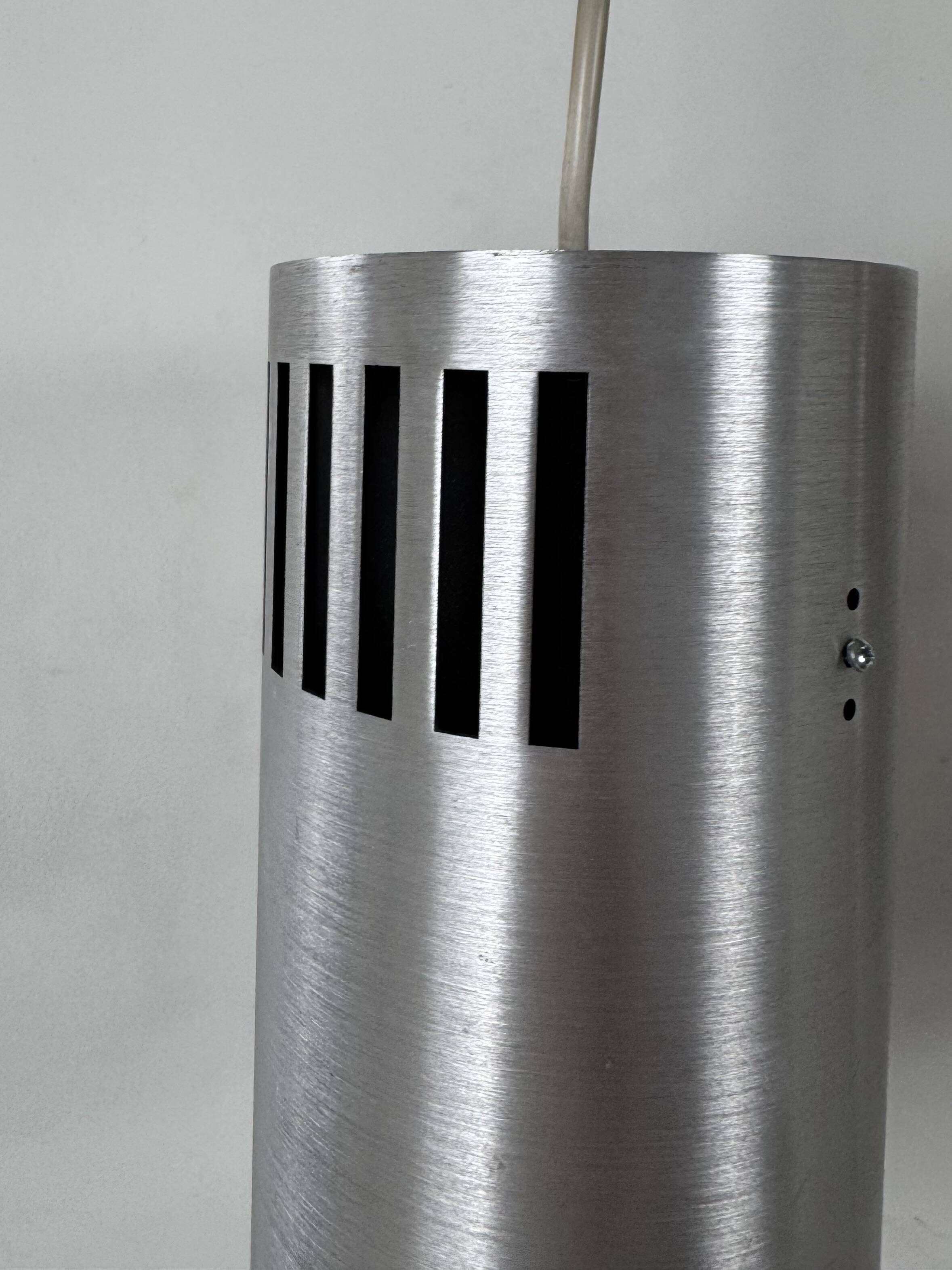 Set of 3 vintage brushed metal pendants, France, 1970.