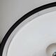 Grand plafonnier vintage en verre de Murano blanc avec bord noir et support en acier inoxydable – lampe suspendue italienne des années 1970