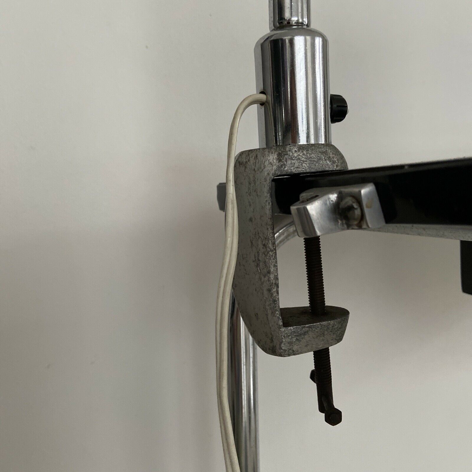 Workshop lamp with flexible arm vice attachment 50s