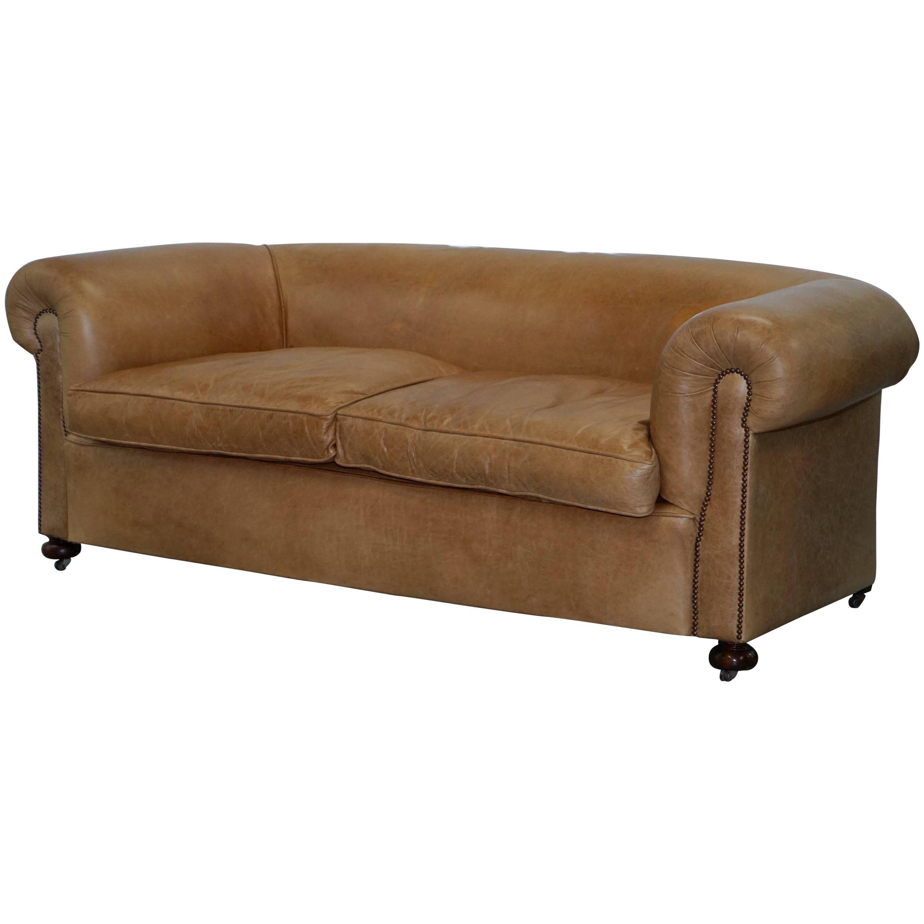 Victorian style vintage leather spring sofa