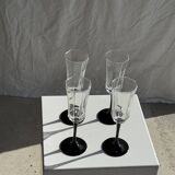 4 large Luminarc Octime vintage octagonal champagne flutes with black foot