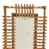 Mid-Century Bamboo & Rattan Mirror With Patina, French Riviera Style, 1950s