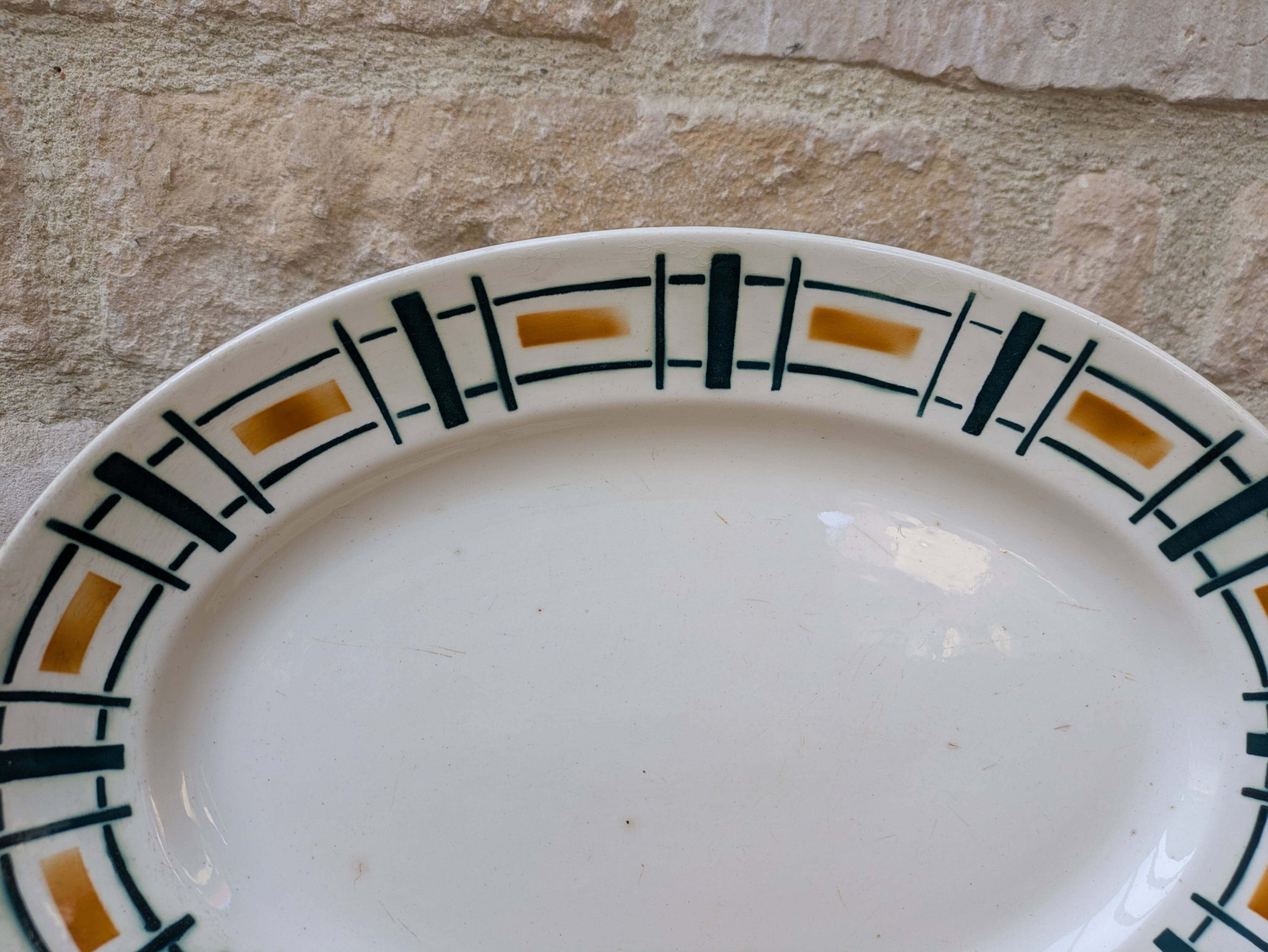 Antique Badonviller Quiberon dish – Art Deco iron earthenware