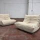 Ligne Roset Togo 2x 1-seater with 1x ottoman in beige corduroy in 10/10 condition!!