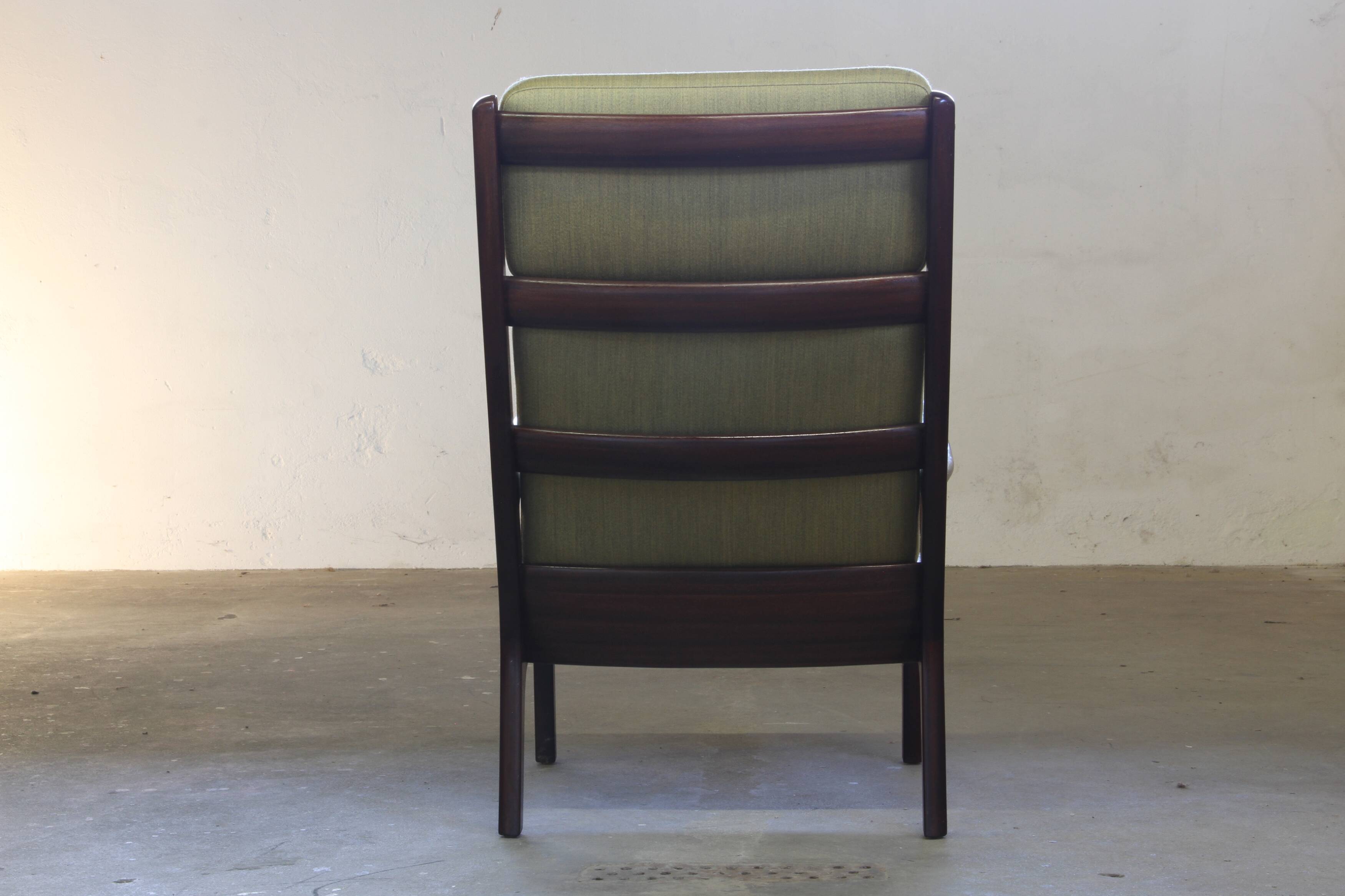Vintage mahogany senator high back lounge chair by Ole Wanscher for Cado, 1960s