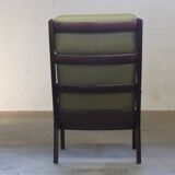 Vintage mahogany senator high back lounge chair by Ole Wanscher for Cado, 1960s