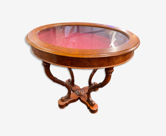 Table console avec vitrine de présentation