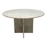 ‘70s Unique Large Round Vintage Marble Dining Table