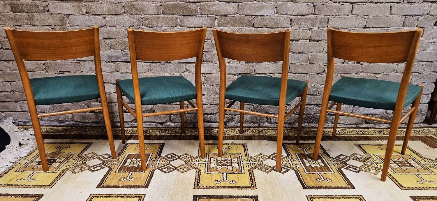 Set of 4 Scandinavian teak chairs by LÜBKE 1960