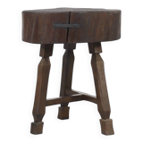 Antique Rustic Farmhouse Wabi Sabi Oak Butcher Block or Side Table