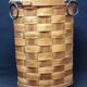Antique vintage corner woven wooden basket umbrella holder / basket
