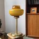 Large vintage lamp with brown and yellow opaline glass and brass.