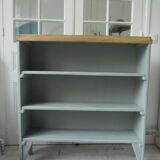 Vintage bookcase green of gray wooden top