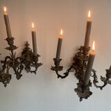Paire d'appliques en bronze à 4 branches Napoléon III