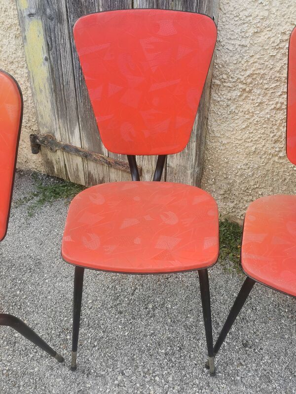 Serie de 6 chaises vintage ''pieds compas