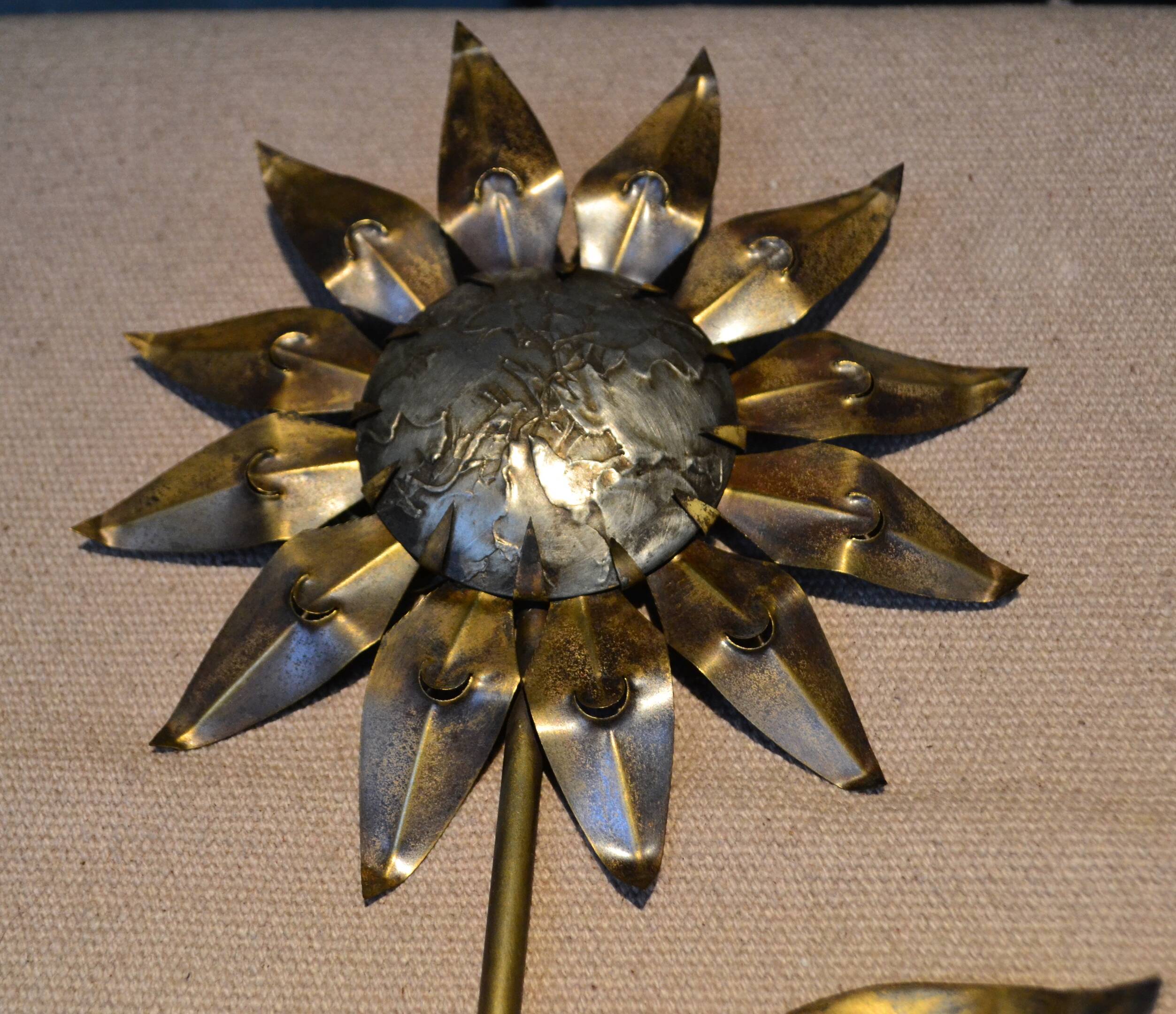 Brass flower wall light from the 1970s.