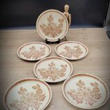 Set 6 assiettes plates grès fleuries
