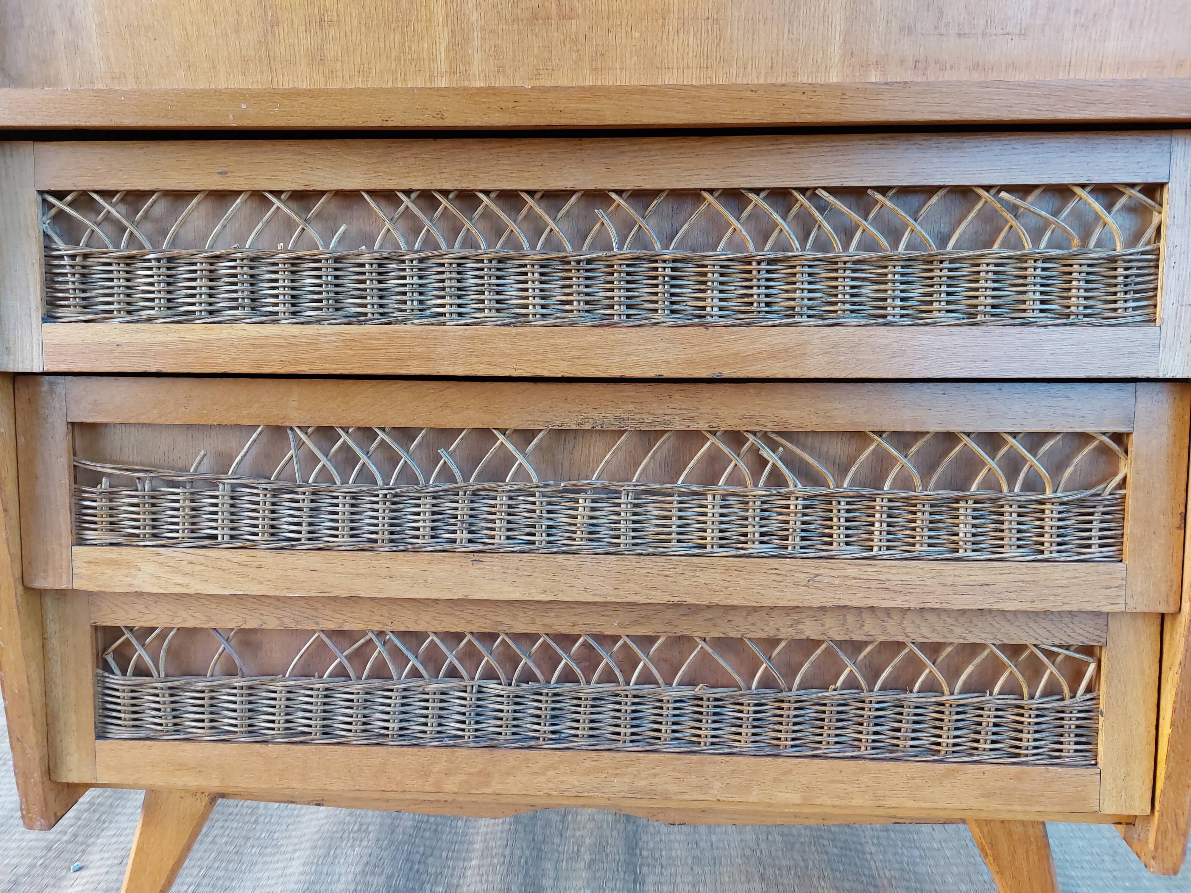 Secretary, drawers with wicker