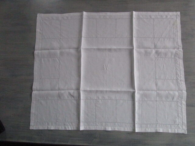 Embroidered/monogrammed antique tea tablecloth