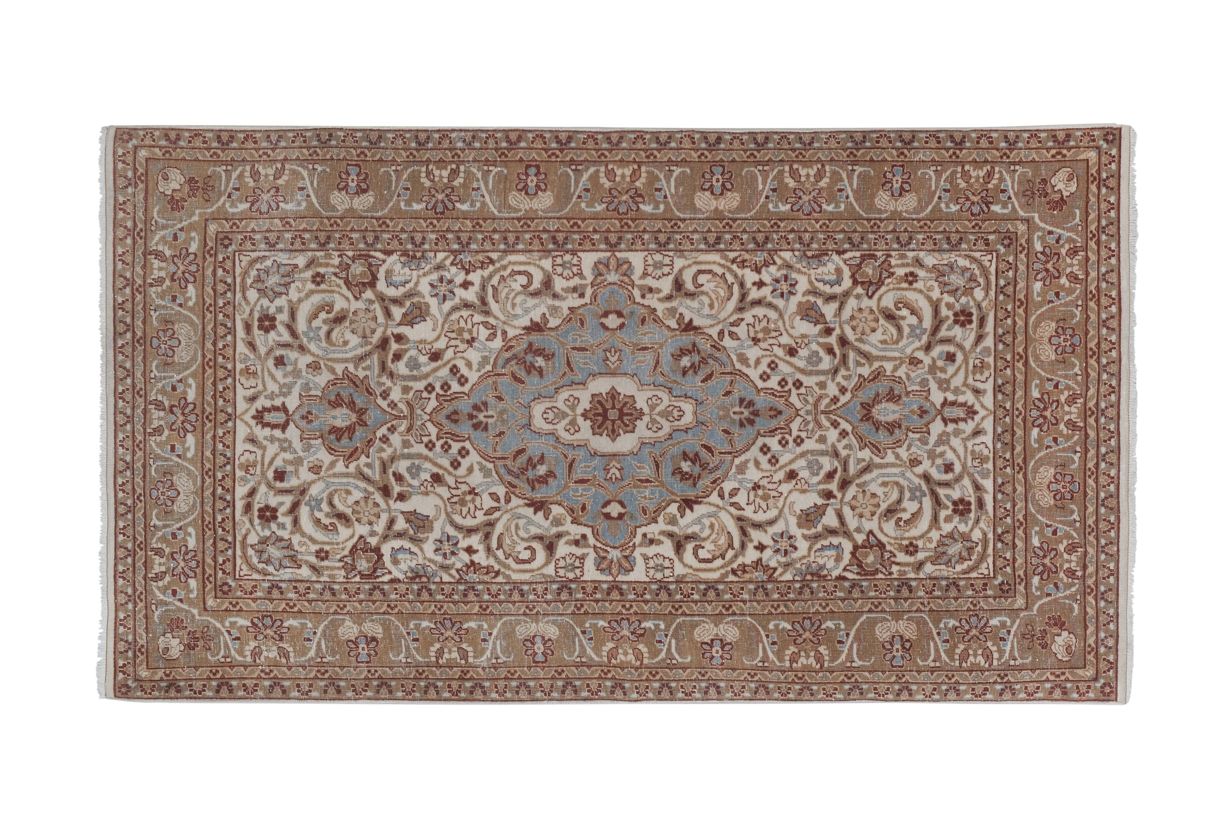 Mid-Century Modern Anatolia Faded Colors Low Pile Rug with Medallion 2'10" X 5'