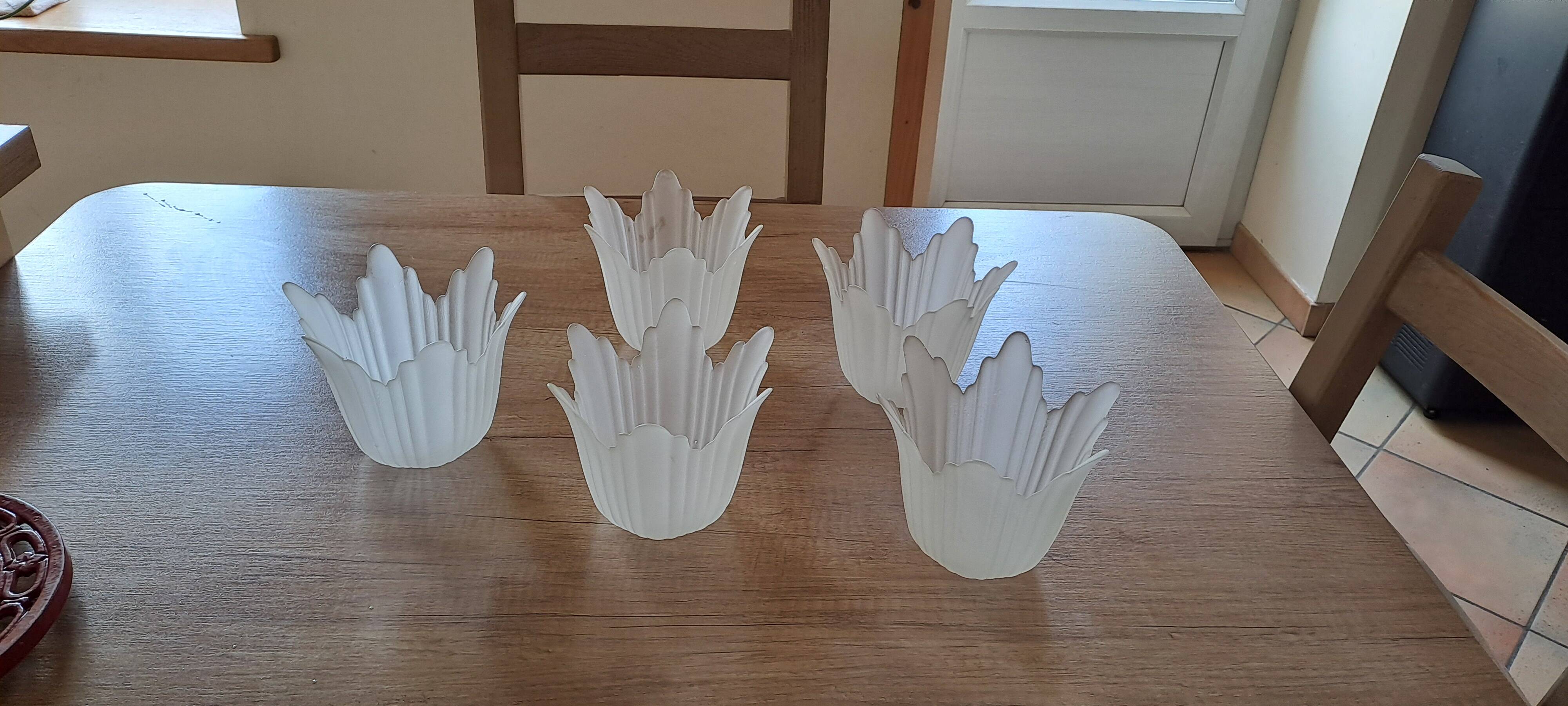 Old sandblasted glass tulips