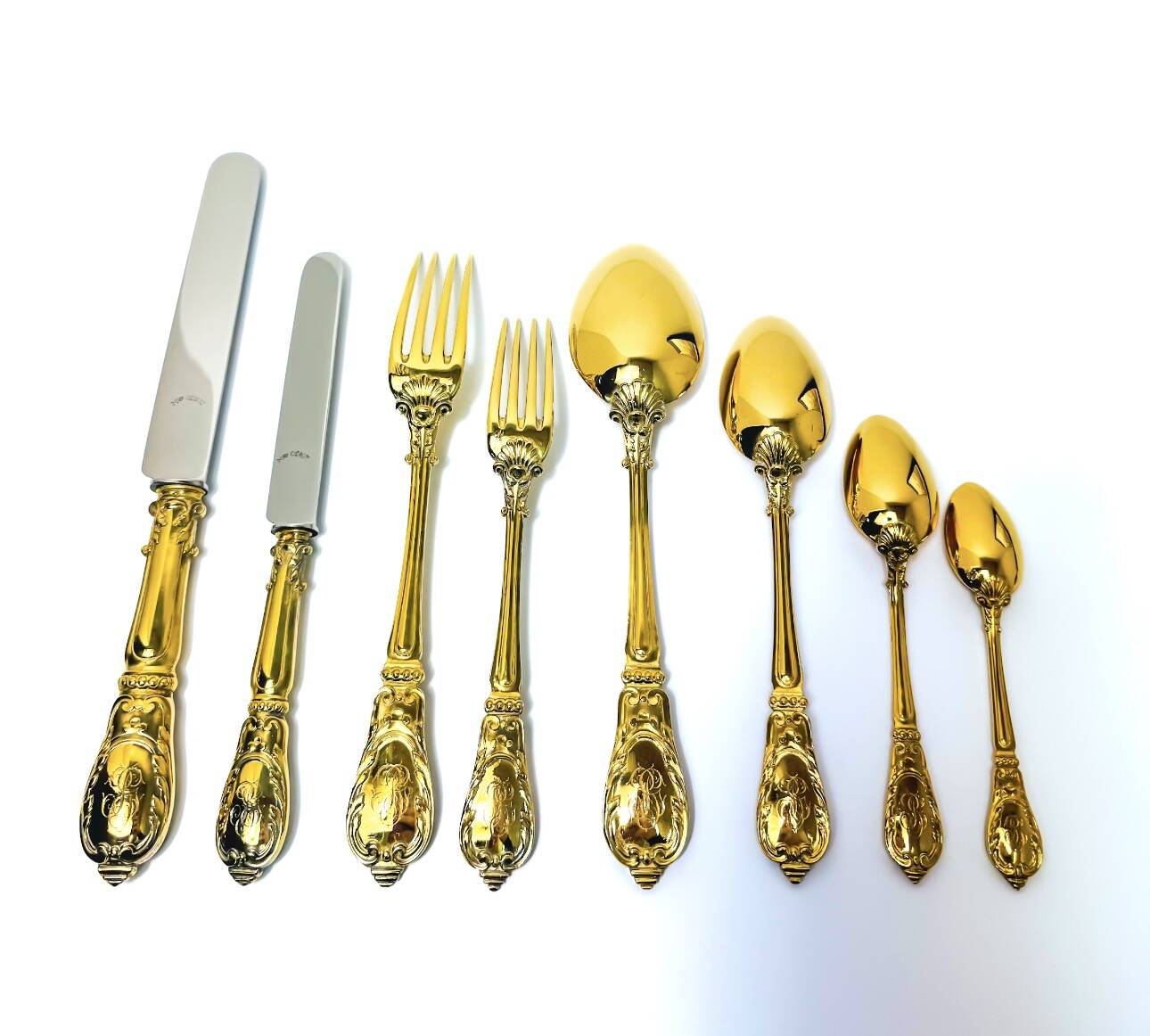Prestige case for Odiot cutlery, solid silver and gold