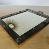 Brutalist wall mirror in raw steel, 1940s and 1950s